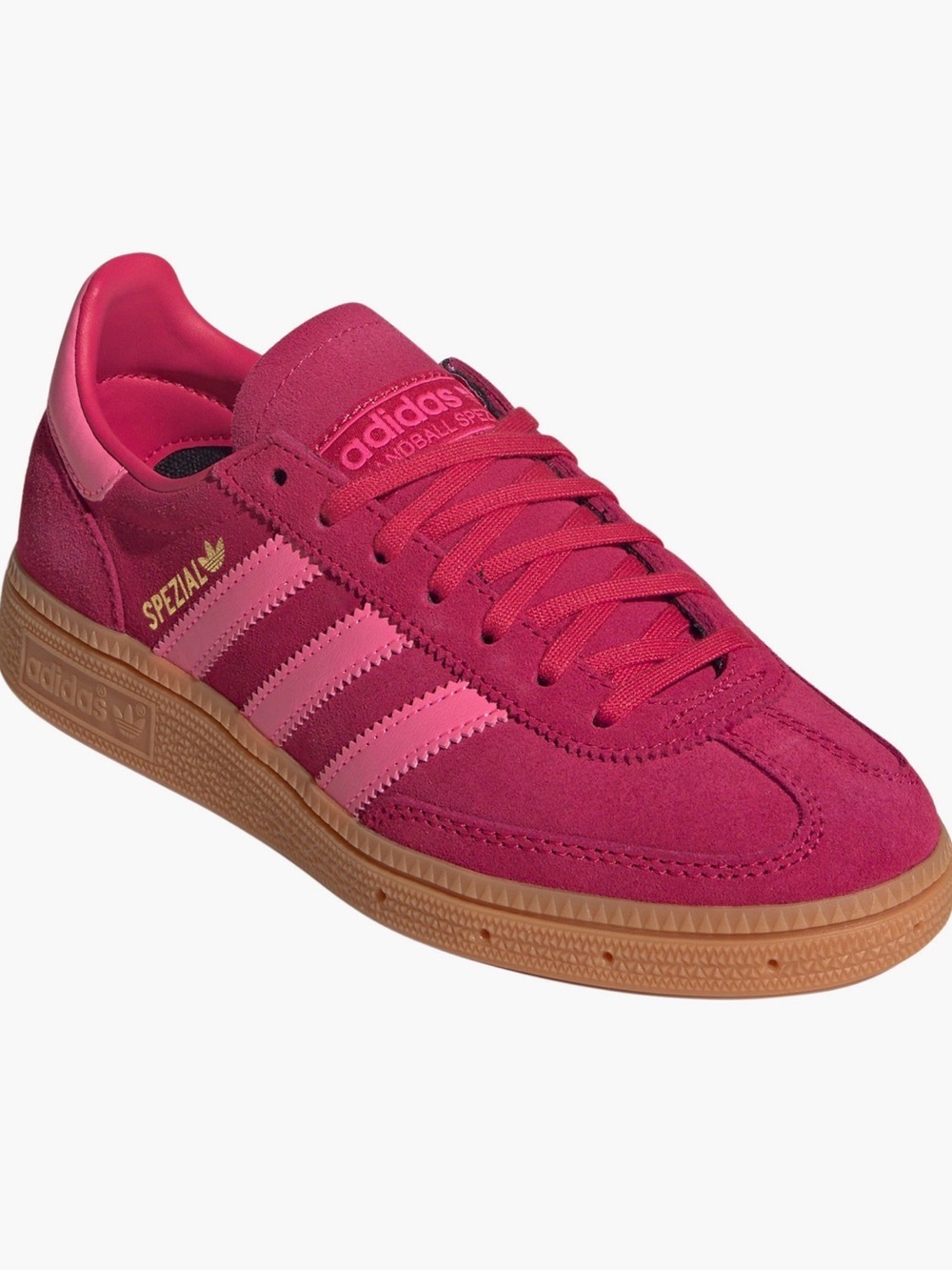 adidas Women's Spezial Suede Sneaker in Hot Pink with Light Pink Stripes